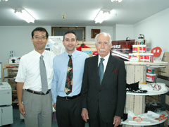 president noboru hayama of riso kagaku with nehoc directors stan and simon cohen